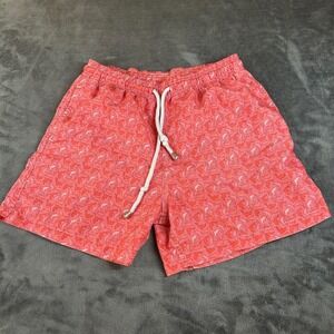 Clorofila Sea Wear Coral Dolphin Print Swim Trunks Shorts Drawstring Mens Small
